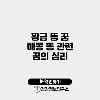 황금 똥 꿈 해몽 똥 관련 꿈의 심리