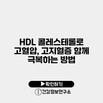 HDL 콜레스테롤로 고혈압, 고지혈증 함께 극복하는 방법