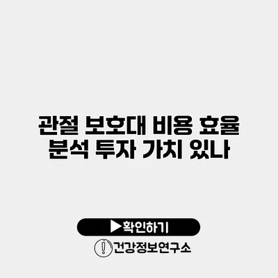관절 보호대 비용 효율 분석 투자 가치 있나?