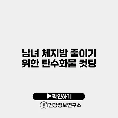 남녀 체지방 줄이기 위한 탄수화물 컷팅