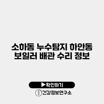 소하동 누수탐지 하안동 보일러 배관 수리 정보