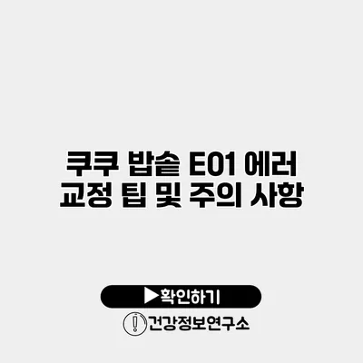 쿠쿠 밥솥 E01 에러 교정 팁 및 주의 사항