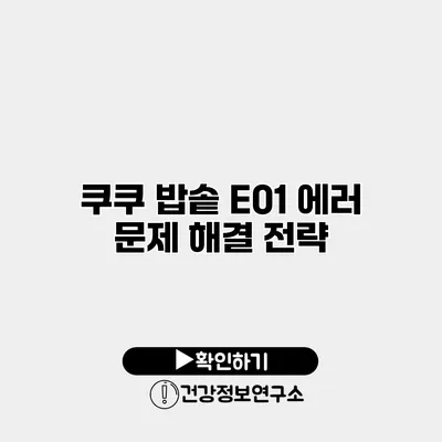 쿠쿠 밥솥 E01 에러 문제 해결 전략