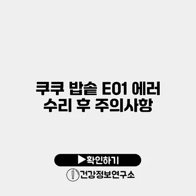 쿠쿠 밥솥 E01 에러 수리 후 주의사항