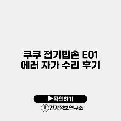 쿠쿠 전기밥솥 E01 에러 자가 수리 후기