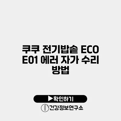 쿠쿠 전기밥솥 ECO E01 에러 자가 수리 방법