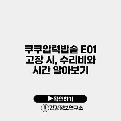 쿠쿠압력밥솥 E01 고장 시, 수리비와 시간 알아보기